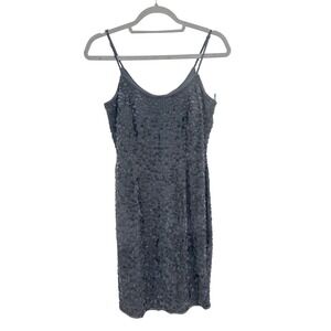 Vintage Kathryn Conover Black Silk Beaded Cocktail Party Mini Dress 4‎